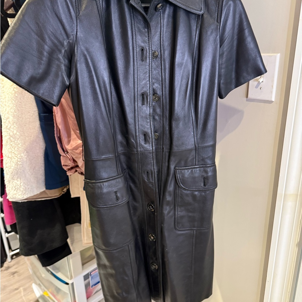 Black Leather Button-Up Dress